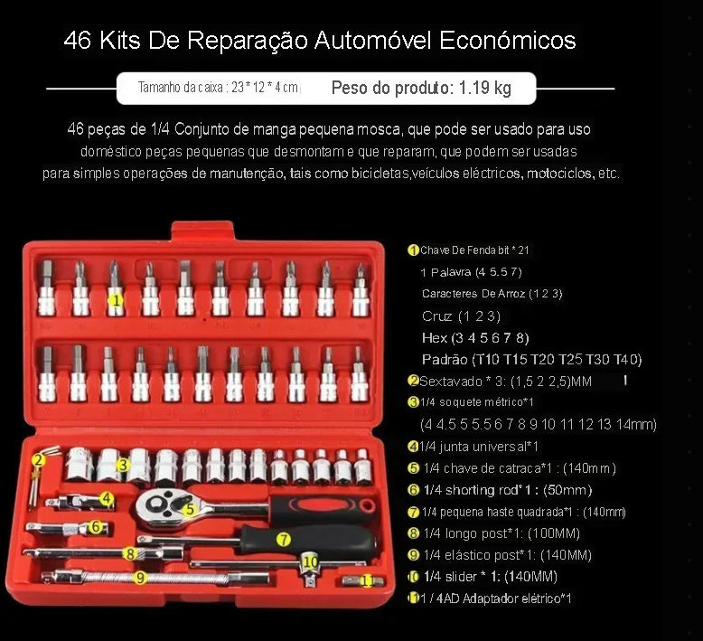 Caixa de Ferramentas Completa com 46 Peças